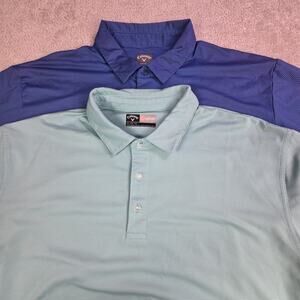 Callaway Opt Dri Performance Golf Polo Lot (2) Mens XL Blue Lightweight Stretch